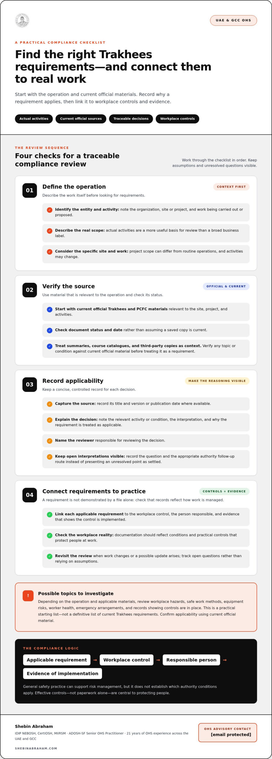 Trakhees OHS Compliance: UAE Practical Guide 2026